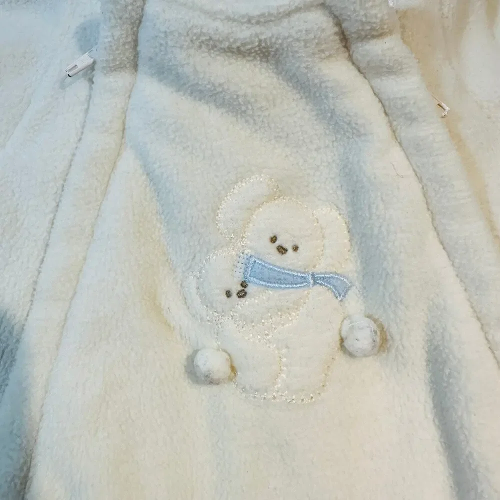 Vintage Carters Polar Bear Fleece Winter Bunting w/ Hood Gender Neutral